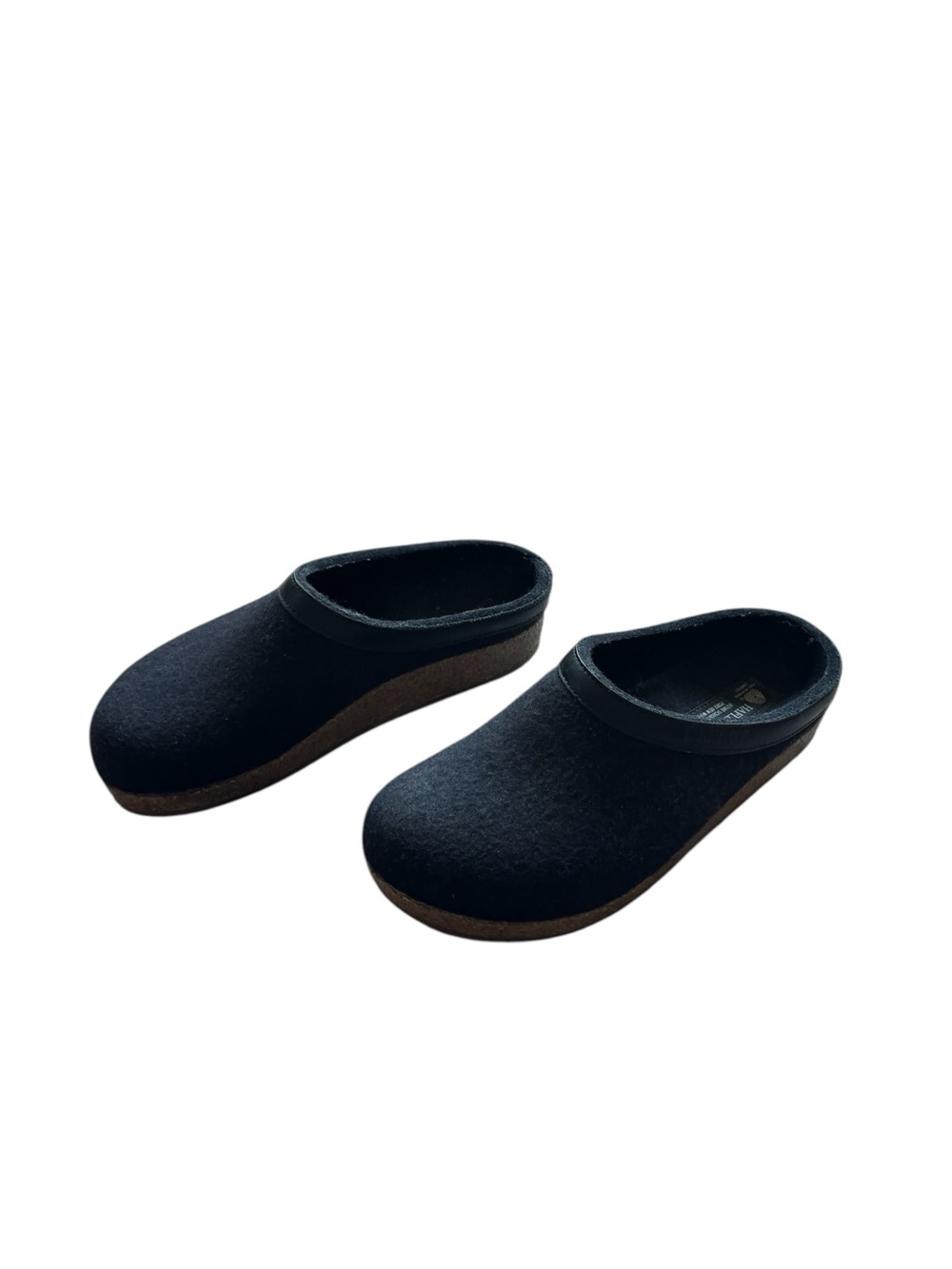 HAFLINGER Grizzly black Wool Clogs slip on leather accent casual comfort size 39